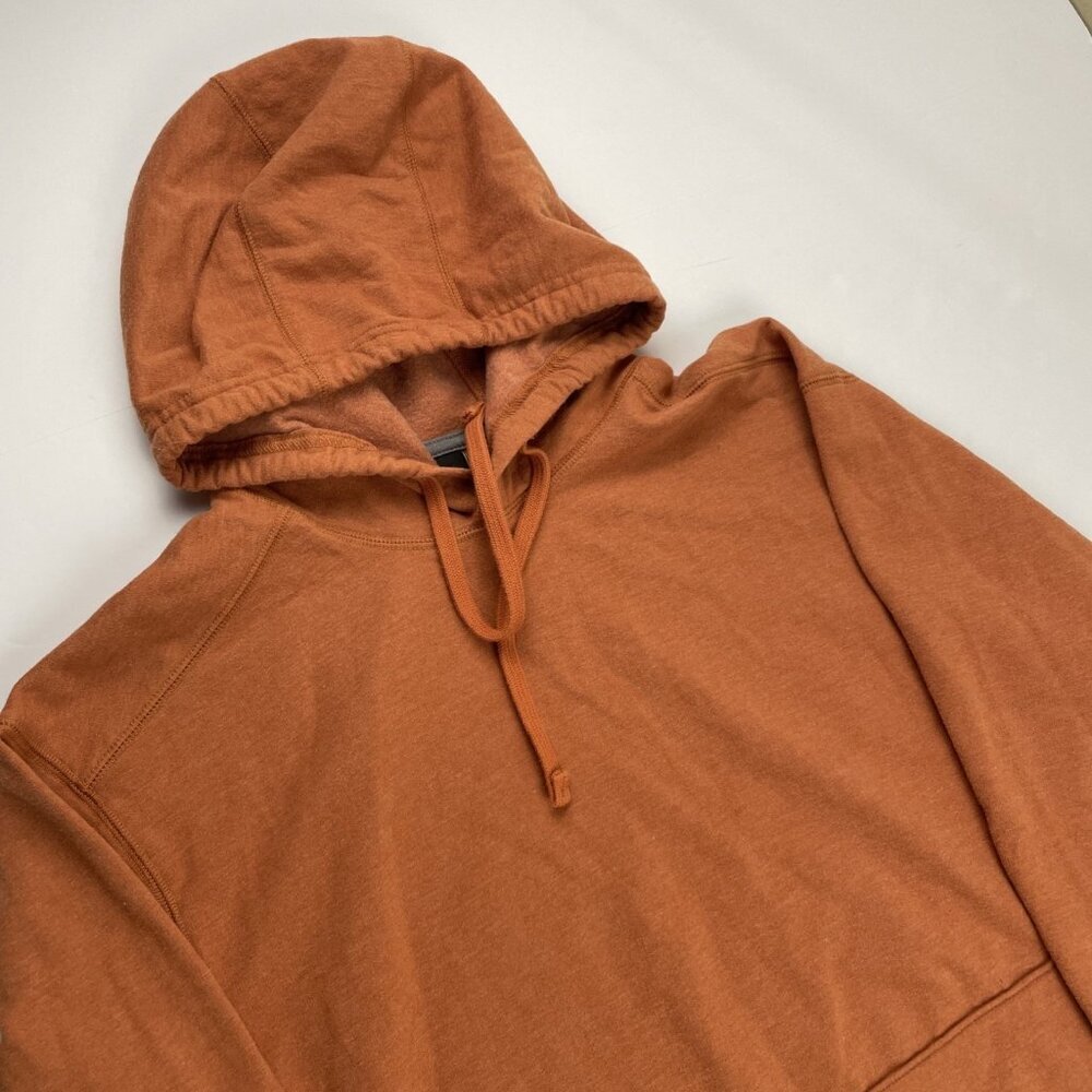 Eddie Bauer Everyday Hoodie Men’s L Untrasoft Fleece Kangaroo Orange Cotton Poly